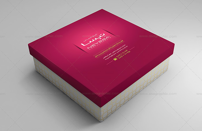 طراحی و چاپ جعبه بسته بندی شیرینی نیسا